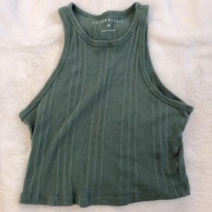Aeropostale Green Ribbed Cropped Tank Top